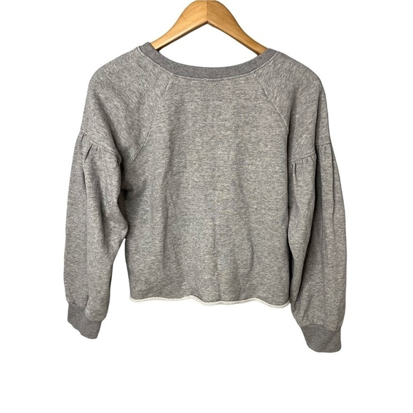 A.L.C. Gilmore Puff Sleeve Rolled Hem Cropped Sweatshirt Gray Size Medium - Picture 4 of 7